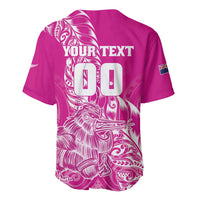 Custom New Zealand Rugby Silver Fern Baseball Jersey Aotearoa Kiwi Maori Pink Version LT01 - Polynesian Pride