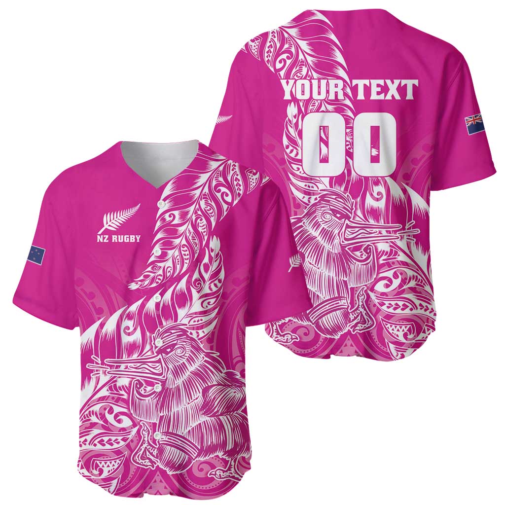 Custom New Zealand Rugby Silver Fern Baseball Jersey Aotearoa Kiwi Maori Pink Version LT01 - Polynesian Pride