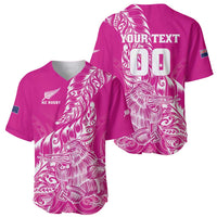 Custom New Zealand Rugby Silver Fern Baseball Jersey Aotearoa Kiwi Maori Pink Version LT01 - Polynesian Pride