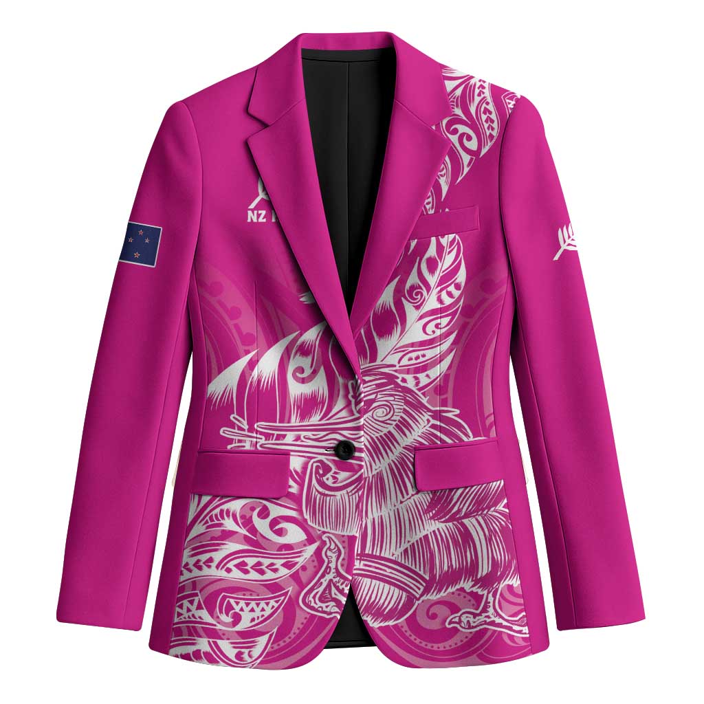 Custom New Zealand Rugby Silver Fern Blazer Aotearoa Kiwi Maori Pink Version - Polynesian Pride
