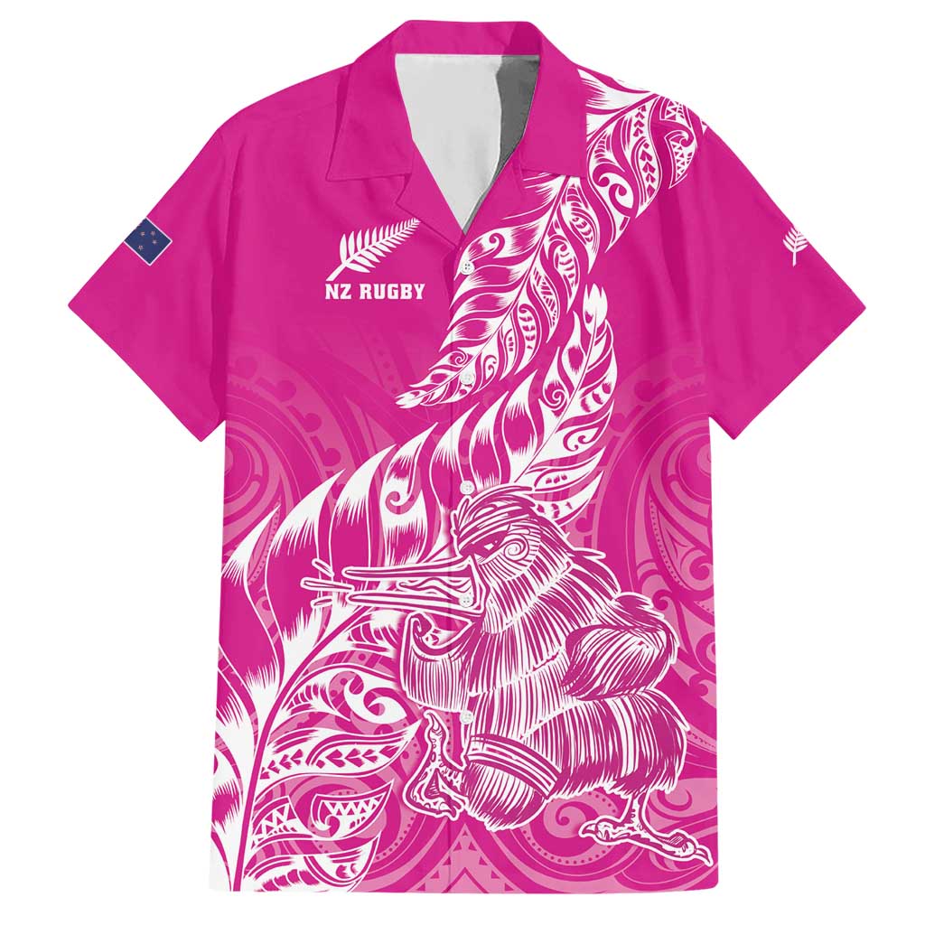 Custom New Zealand Rugby Silver Fern Hawaiian Shirt Aotearoa Kiwi Maori Pink Version LT01 Pink - Polynesian Pride
