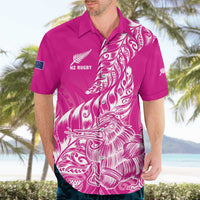 Custom New Zealand Rugby Silver Fern Hawaiian Shirt Aotearoa Kiwi Maori Pink Version LT01 - Polynesian Pride