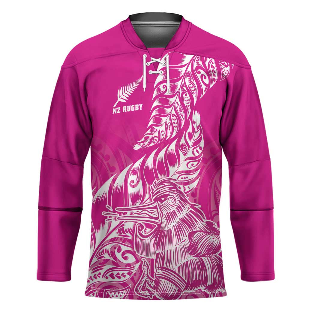 Custom New Zealand Rugby Silver Fern Hockey Jersey Aotearoa Kiwi Maori Pink Version - Polynesian Pride