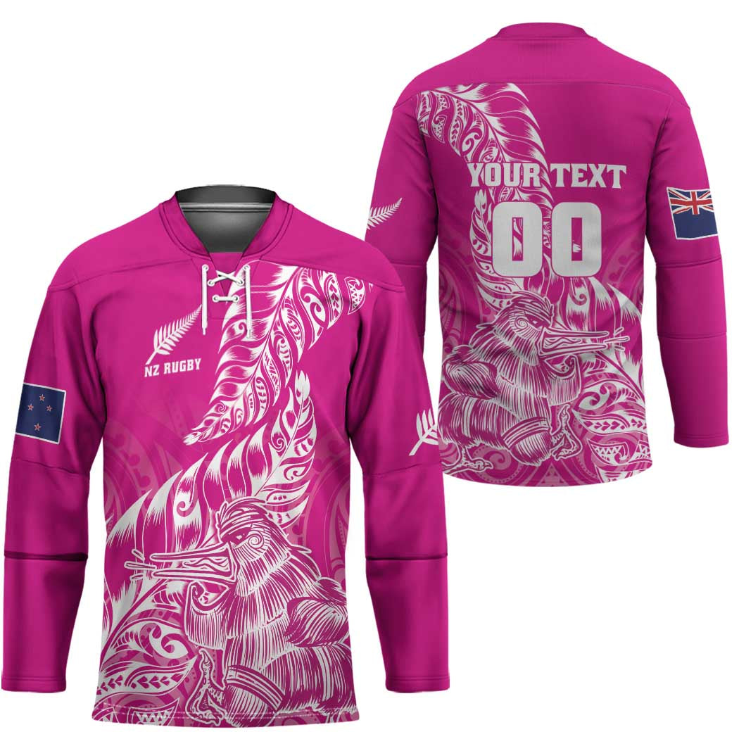 Custom New Zealand Rugby Silver Fern Hockey Jersey Aotearoa Kiwi Maori Pink Version LT01 - Polynesian Pride