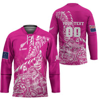 Custom New Zealand Rugby Silver Fern Hockey Jersey Aotearoa Kiwi Maori Pink Version LT01 - Polynesian Pride