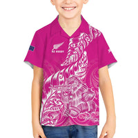 Custom New Zealand Rugby Silver Fern Kid Hawaiian Shirt Aotearoa Kiwi Maori Pink Version LT01 Kid Pink - Polynesian Pride