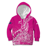 Custom New Zealand Rugby Silver Fern Kid Hoodie Aotearoa Kiwi Maori Pink Version LT01 Hoodie Pink - Polynesian Pride