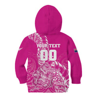 Custom New Zealand Rugby Silver Fern Kid Hoodie Aotearoa Kiwi Maori Pink Version LT01 - Polynesian Pride