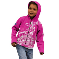 Custom New Zealand Rugby Silver Fern Kid Hoodie Aotearoa Kiwi Maori Pink Version LT01 - Polynesian Pride