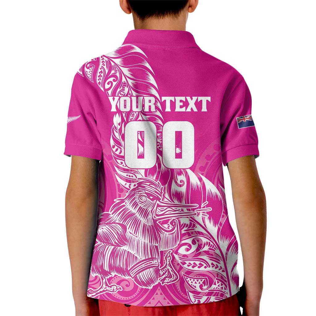Custom New Zealand Rugby Silver Fern Kid Polo Shirt Aotearoa Kiwi Maori Pink Version LT01 - Polynesian Pride
