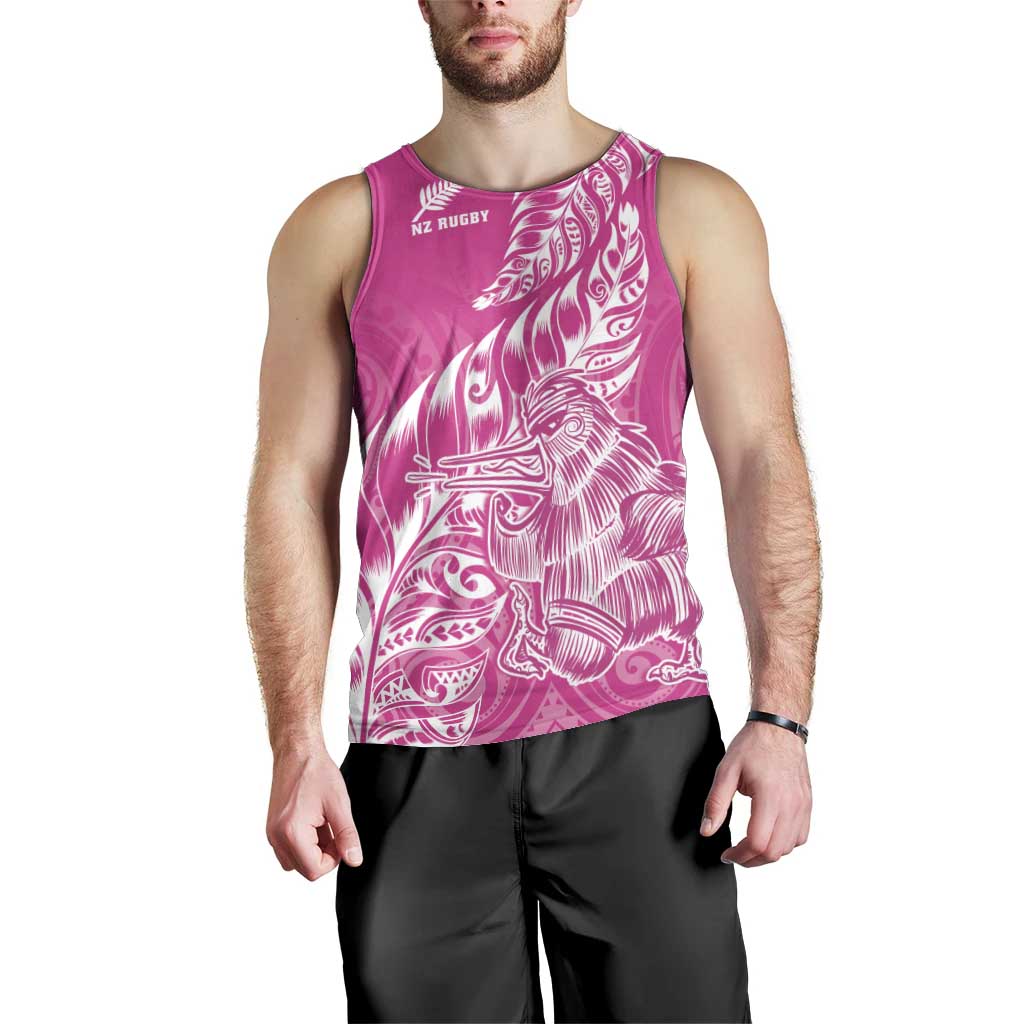 Custom New Zealand Rugby Silver Fern Men Tank Top Aotearoa Kiwi Maori Pink Version LT01 - Polynesian Pride