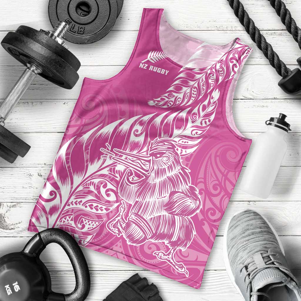 Custom New Zealand Rugby Silver Fern Men Tank Top Aotearoa Kiwi Maori Pink Version LT01 - Polynesian Pride