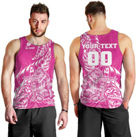 Custom New Zealand Rugby Silver Fern Men Tank Top Aotearoa Kiwi Maori Pink Version LT01 - Polynesian Pride