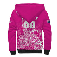 Custom New Zealand Rugby Silver Fern Sherpa Hoodie Aotearoa Kiwi Maori Pink Version LT01 - Polynesian Pride