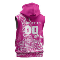 Custom New Zealand Rugby Silver Fern Sleeveless Hoodie Aotearoa Kiwi Maori Pink Version LT01 - Polynesian Pride