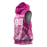 Custom New Zealand Rugby Silver Fern Sleeveless Hoodie Aotearoa Kiwi Maori Pink Version LT01 - Polynesian Pride