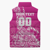 Custom New Zealand Rugby Silver Fern Sleeveless Puffer Jacket Aotearoa Kiwi Maori Pink Version LT01 - Polynesian Pride