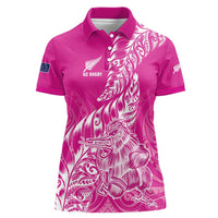 Custom New Zealand Rugby Silver Fern Women Polo Shirt Aotearoa Kiwi Maori Pink Version - Polynesian Pride