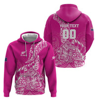 Custom New Zealand Rugby Silver Fern Zip Hoodie Aotearoa Kiwi Maori Pink Version LT01 - Polynesian Pride