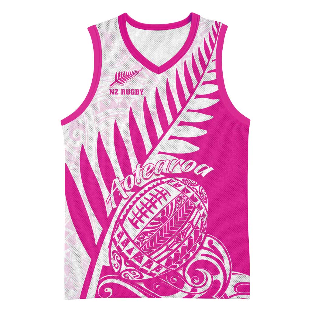 Custom New Zealand Rugby Silver Fern Basketball Jersey Aotearoa Maori Pink Version LT01 Unisex Pink - Polynesian Pride