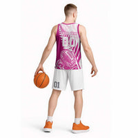 Custom New Zealand Rugby Silver Fern Basketball Jersey Aotearoa Maori Pink Version LT01 - Polynesian Pride
