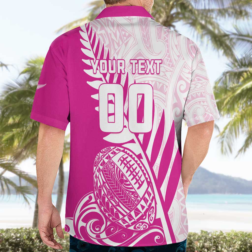 Custom New Zealand Rugby Silver Fern Hawaiian Shirt Aotearoa Maori Pink Version LT01 - Polynesian Pride