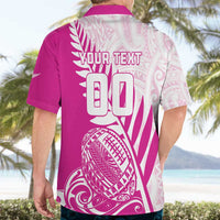 Custom New Zealand Rugby Silver Fern Hawaiian Shirt Aotearoa Maori Pink Version LT01 - Polynesian Pride