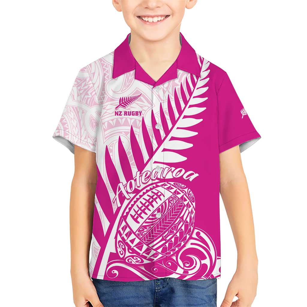 Custom New Zealand Rugby Silver Fern Hawaiian Shirt Aotearoa Maori Pink Version LT01 - Polynesian Pride