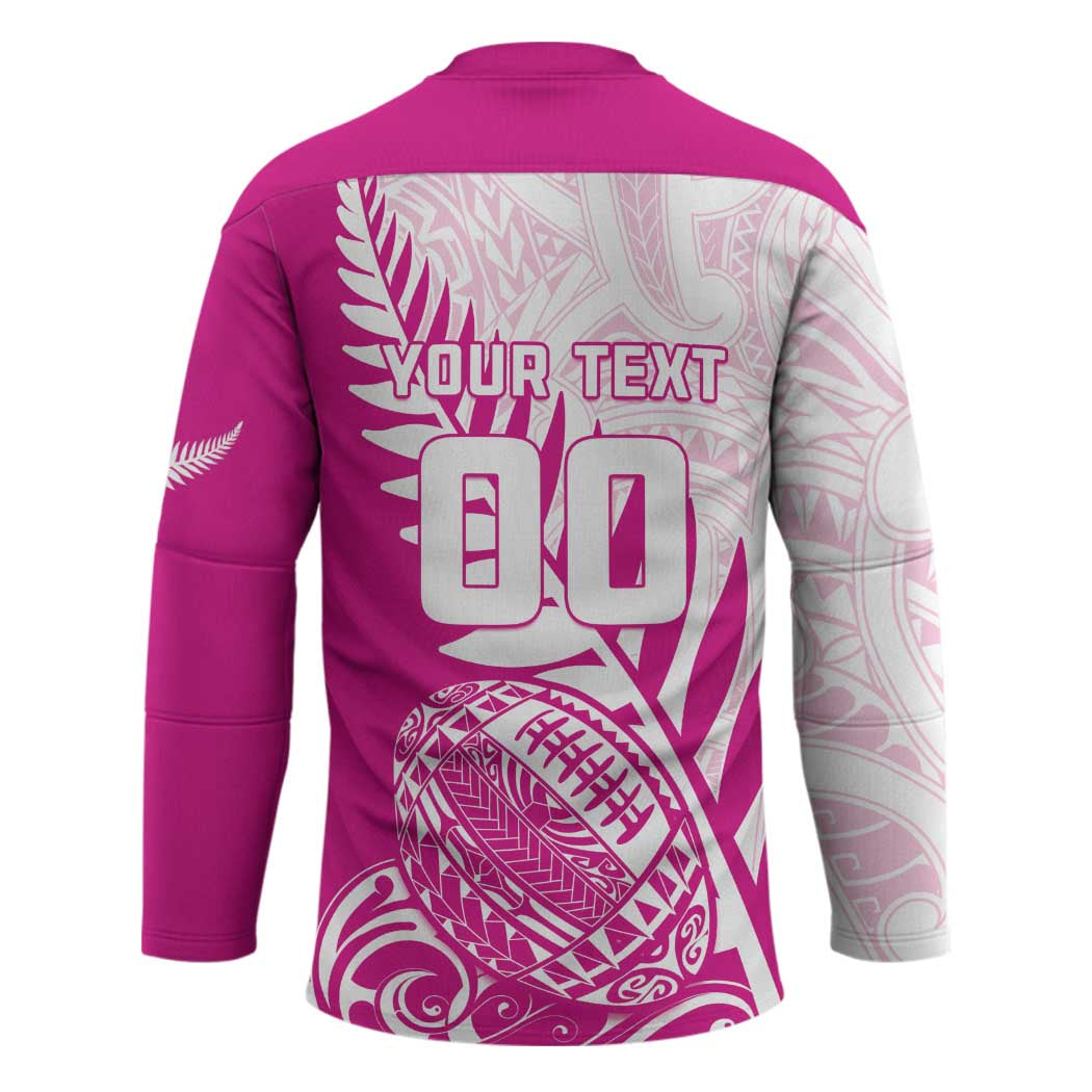 Custom New Zealand Rugby Silver Fern Hockey Jersey Aotearoa Maori Pink Version LT01 - Polynesian Pride