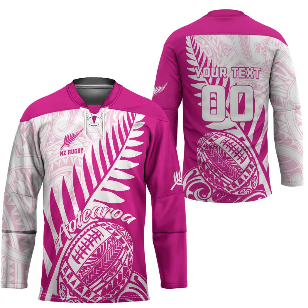 Custom New Zealand Rugby Silver Fern Hockey Jersey Aotearoa Maori Pink Version LT01 - Polynesian Pride