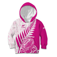 Custom New Zealand Rugby Silver Fern Kid Hoodie Aotearoa Maori Pink Version LT01 Hoodie Pink - Polynesian Pride