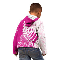 Custom New Zealand Rugby Silver Fern Kid Hoodie Aotearoa Maori Pink Version LT01 - Polynesian Pride