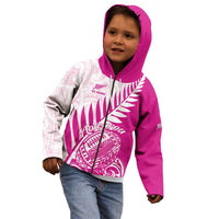 Custom New Zealand Rugby Silver Fern Kid Hoodie Aotearoa Maori Pink Version LT01 - Polynesian Pride