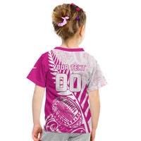 Custom New Zealand Rugby Silver Fern Kid T Shirt Aotearoa Maori Pink Version LT01 - Polynesian Pride