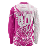 Custom New Zealand Rugby Silver Fern Long Sleeve Shirt Aotearoa Maori Pink Version LT01 - Polynesian Pride