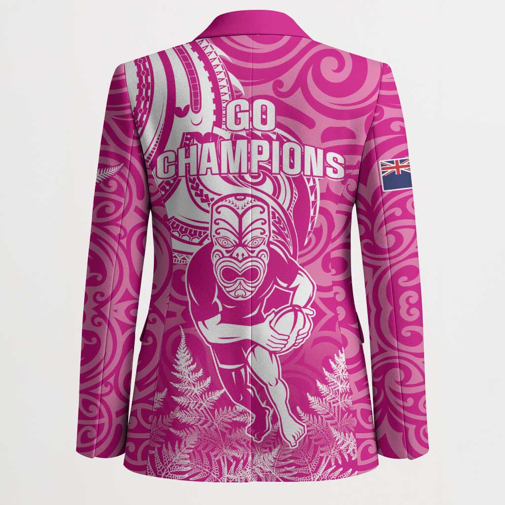 New Zealand Silver Fern Rugby All Pink Blazer Maori Tiki Player With Ta Moko Tribal LT01 - Polynesian Pride