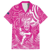New Zealand Silver Fern Rugby All Pink Hawaiian Shirt Maori Tiki Player With Ta Moko Tribal LT01 Pink - Polynesian Pride