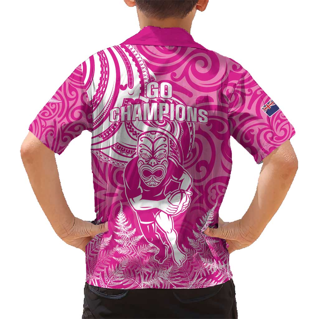 New Zealand Silver Fern Rugby All Pink Hawaiian Shirt Maori Tiki Player With Ta Moko Tribal LT01 - Polynesian Pride