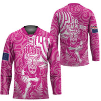 New Zealand Silver Fern Rugby All Pink Hockey Jersey Maori Tiki Player With Ta Moko Tribal LT01 - Polynesian Pride