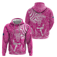 New Zealand Silver Fern Rugby All Pink Hoodie Maori Tiki Player With Ta Moko Tribal - Polynesian Pride