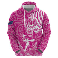 New Zealand Silver Fern Rugby All Pink Hoodie Maori Tiki Player With Ta Moko Tribal - Polynesian Pride