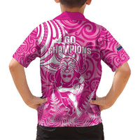 New Zealand Silver Fern Rugby All Pink Kid Hawaiian Shirt Maori Tiki Player With Ta Moko Tribal LT01 - Polynesian Pride