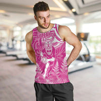 New Zealand Silver Fern Rugby All Pink Men Tank Top Maori Tiki Player With Ta Moko Tribal LT01 Pink - Polynesian Pride