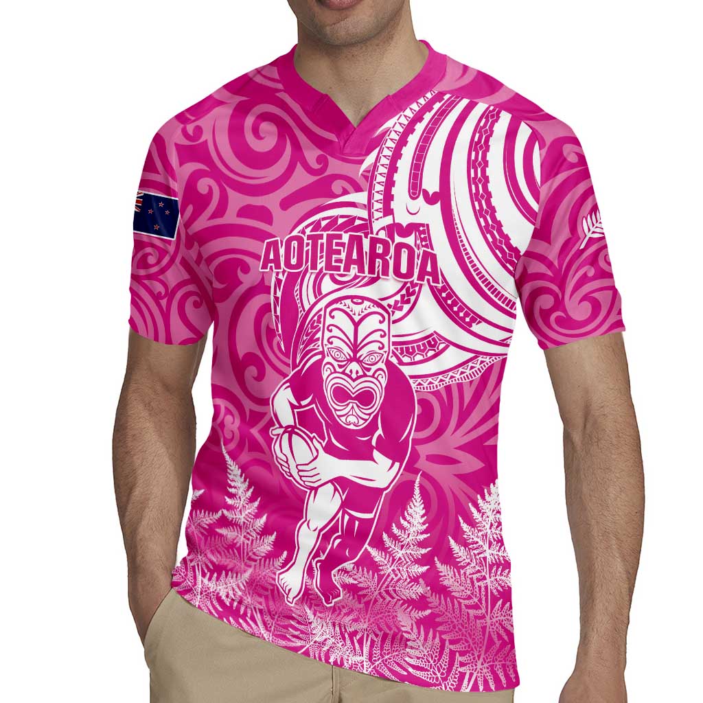 New Zealand Silver Fern Rugby All Pink Rugby Jersey Maori Tiki Player With Ta Moko Tribal LT01 - Polynesian Pride