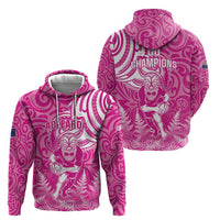 New Zealand Silver Fern Rugby All Pink Zip Hoodie Maori Tiki Player With Ta Moko Tribal LT01 - Polynesian Pride