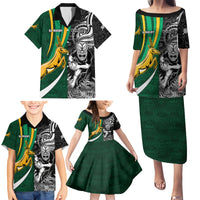 Custom New Zealand and South Africa Rugby Family Matching Puletasi Dress and Hawaiian Shirt Silver Fern Protea Pattern World Cup 2023 LT01 - Polynesian Pride