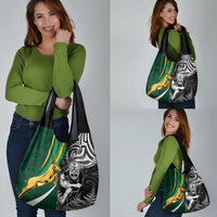 Custom New Zealand and South Africa Rugby Grocery Bag Silver Fern Protea Pattern World Cup 2023 LT01 - Polynesian Pride