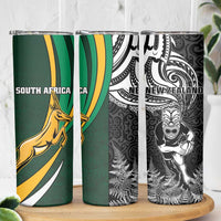 New Zealand and South Africa Rugby Skinny Tumbler Silver Fern Protea Pattern LT01 - Polynesian Pride