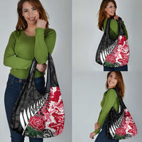 New Zealand and England Rugby Grocery Bag Silver Fern With Red Rose World Cup 2023 LT01 - Polynesian Pride