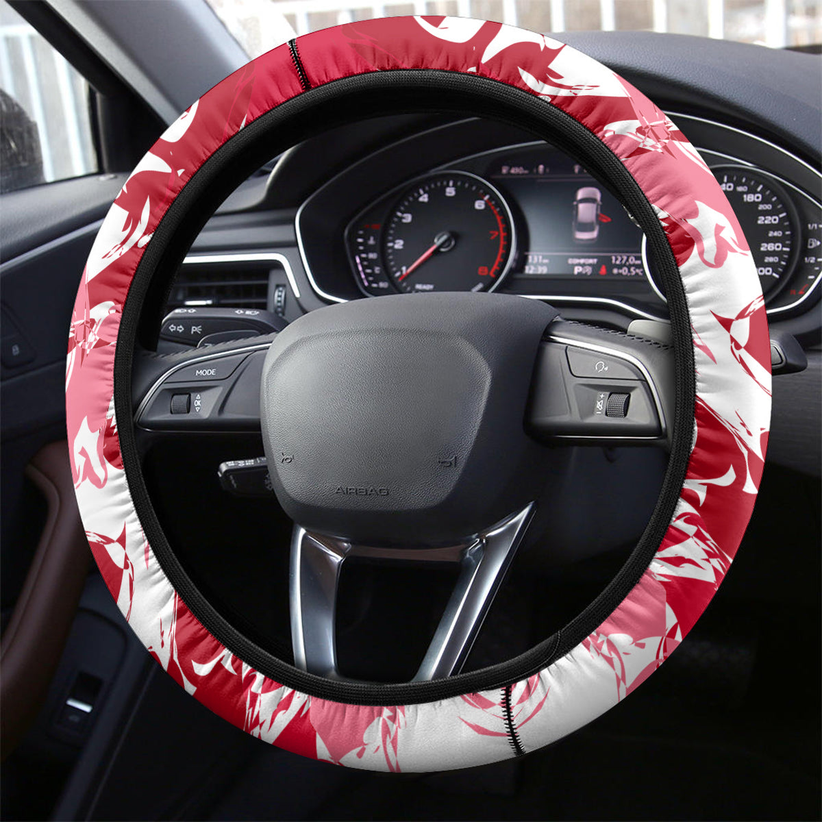 New Zealand and England Rugby Steering Wheel Cover Silver Fern With Red Rose World Cup 2023 LT01 - Polynesian Pride